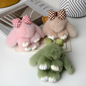 Fuzzy Bunny Plush Keychain Rabbit Bag Charm