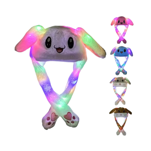 Novelty LED Moving Ear Rabbit Hat Plush Toy